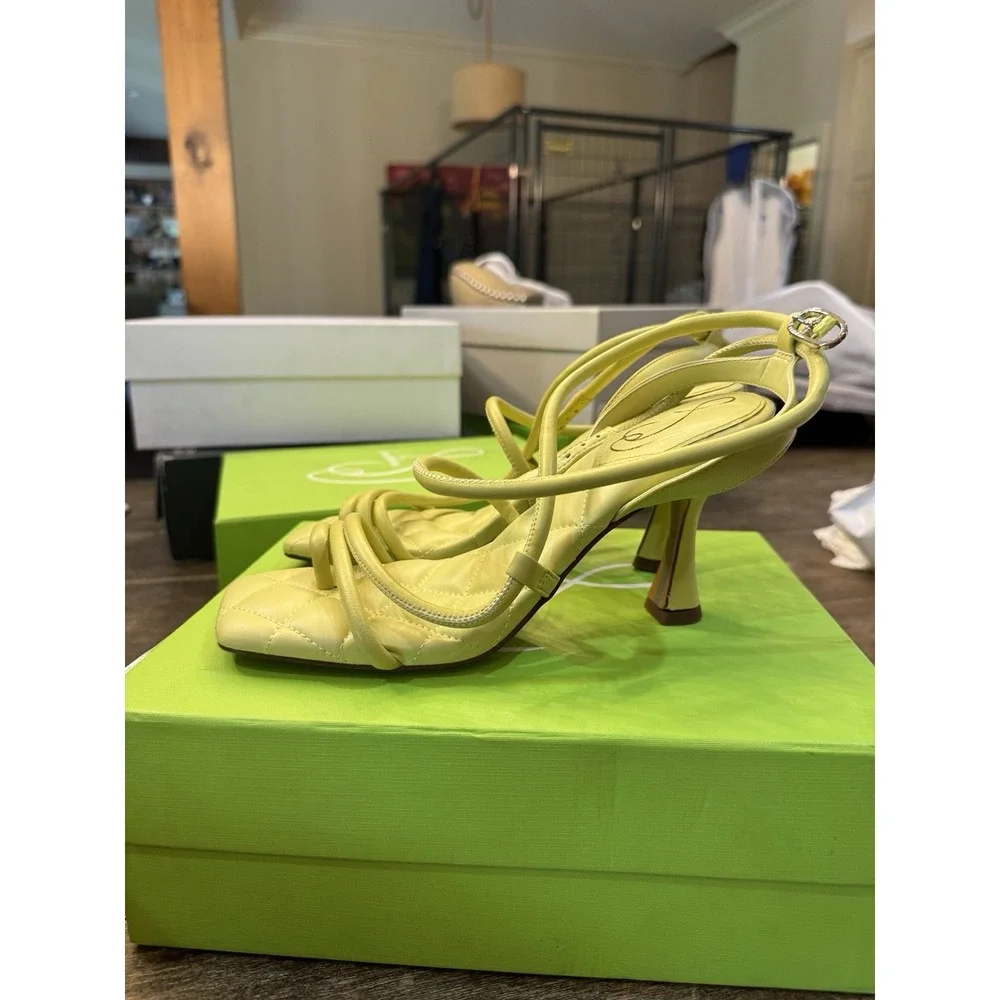 Sam Edelman MAVEN PADDED‎ STRAPPY HEEL In Kiwi Leather Size 8 Sandal - Picture 4 of 12